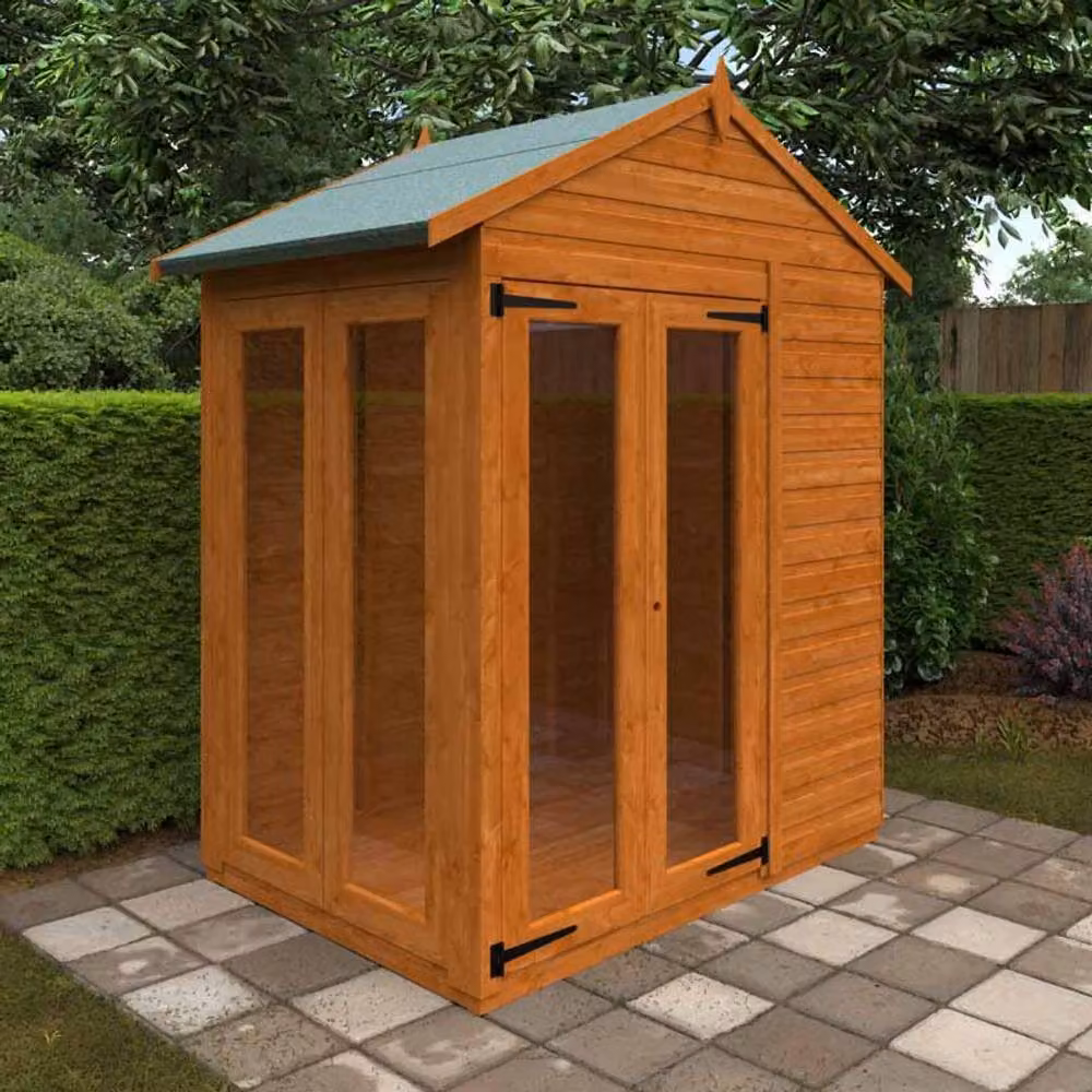 Buttercup Farm 4x6 Flex Apex Full Pane Summerhouse in Burnt Orange, 12mm Wood, W: 175 cm, D: 123.8 cm, H: 233.2 cm – 2