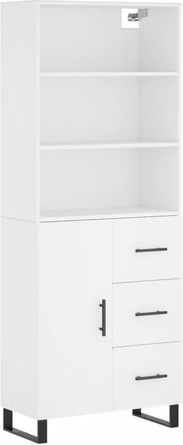 Berkfield Home White Modern Highboard with Hinged Doors and Internal Shelves, W: 69.5 cm, D: 34 cm, H: 180 cm