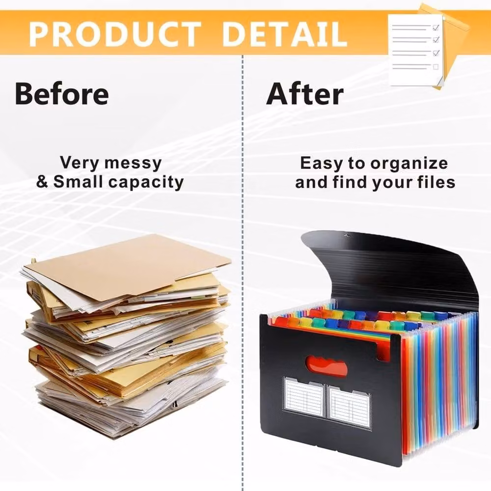 SPETLEK A4 Expanding File Organizer for Paper Documents, Multicolour and Black – 4