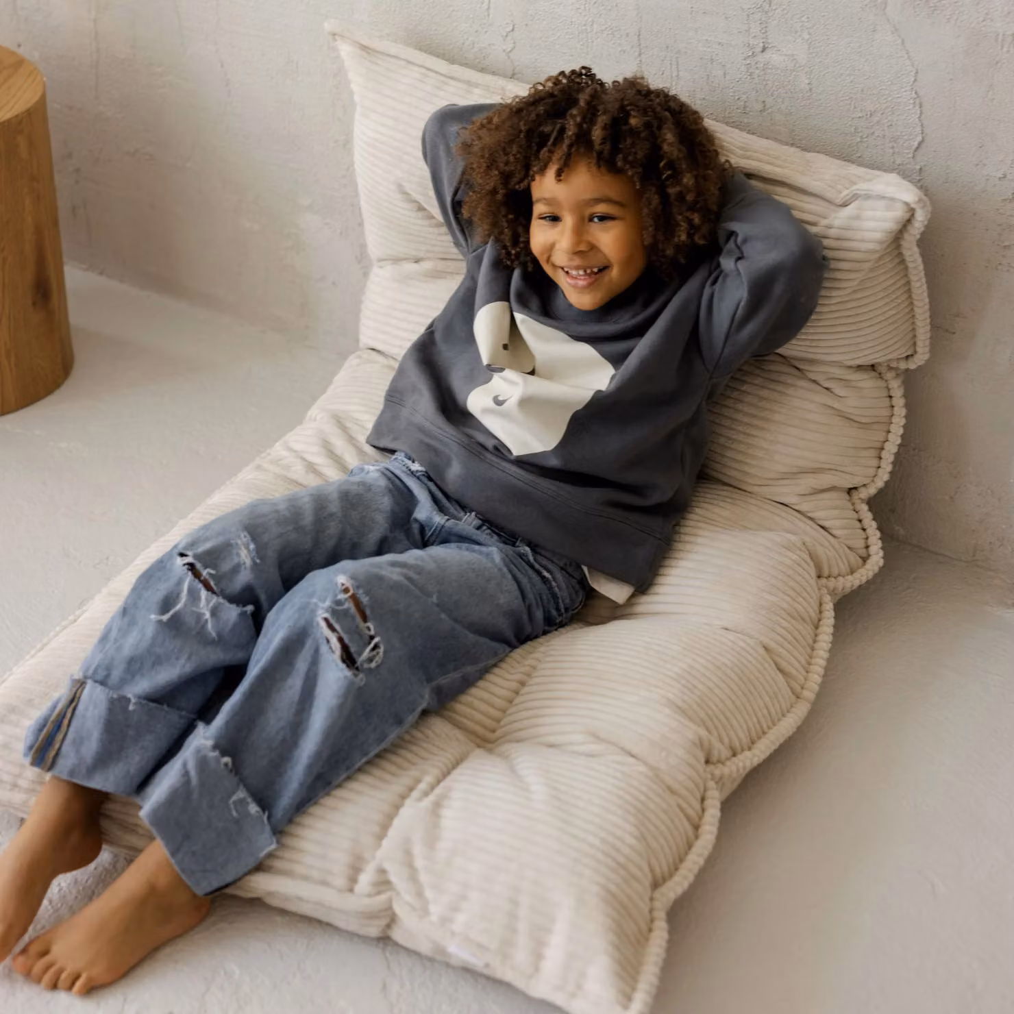 MiniCamp Corduroy Floor Cushion in Beige, W: 55 cm, L: 100 cm – 3