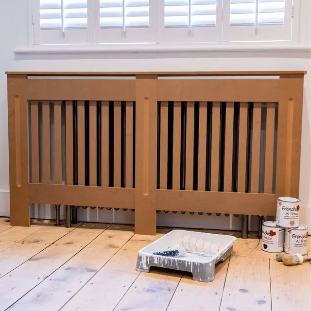 Jack Stonehouse Unpainted Vertical Line Radiator Cover, Brown, Height: 152 cm
