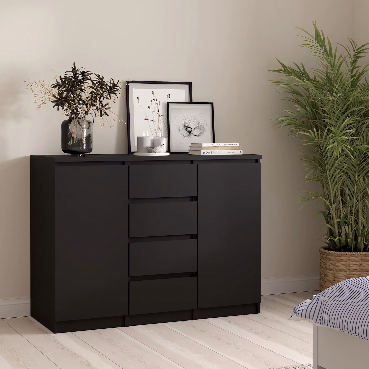 Furniture To Go Naia Sideboard in Black with 4 Drawers and 2 Doors – 3