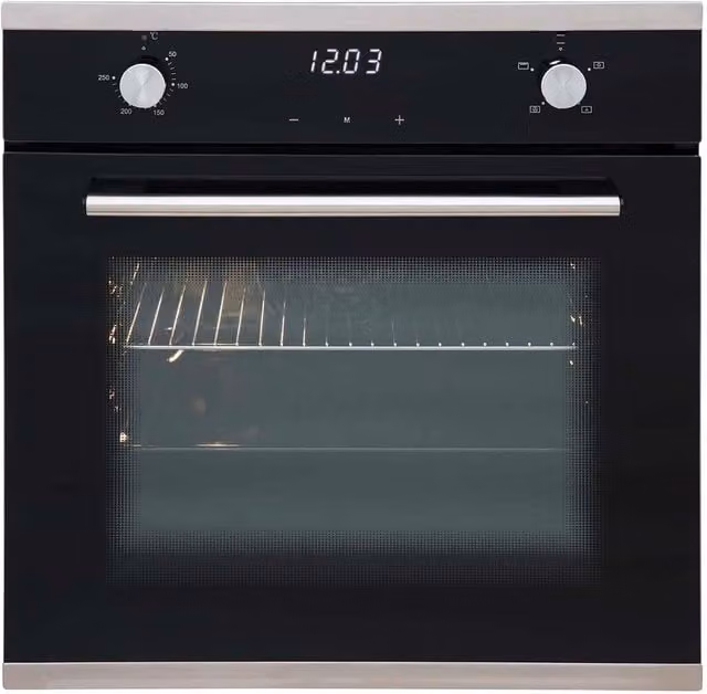 SIA Black Built In Single Electric True Fan Oven with Catalytic Cleaning and Timer