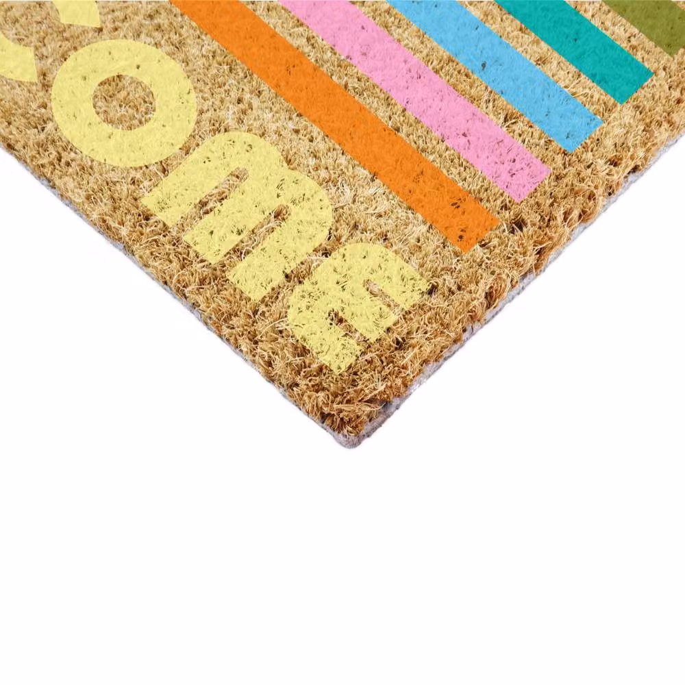 Artsy Mats Elizabeth Olwen Welcome Rainbow Coir Doormat in Brown and Multicolour, W: 90 cm, D: 60 cm – 4