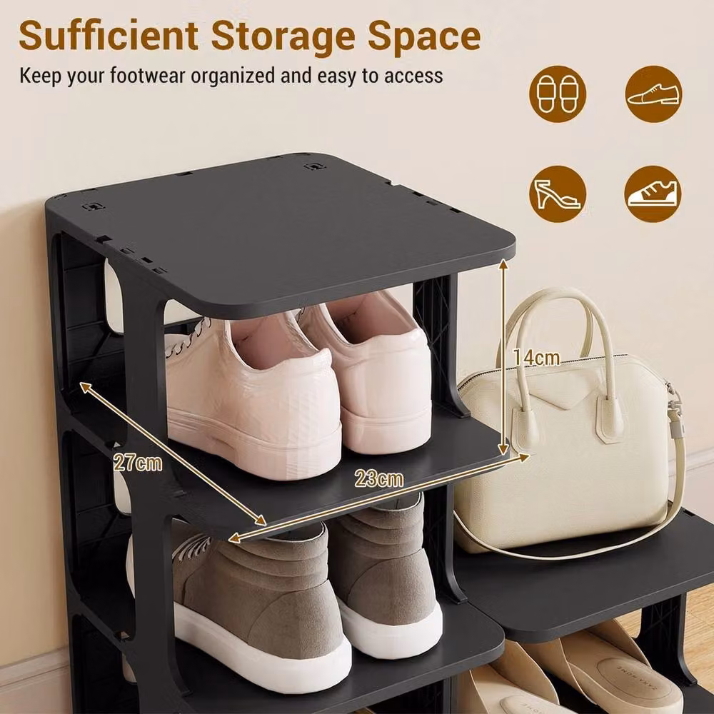 NESTLUNE 6-Tier Stackable Shoe Rack in Black, W: 100 cm, D: 15 cm – 5