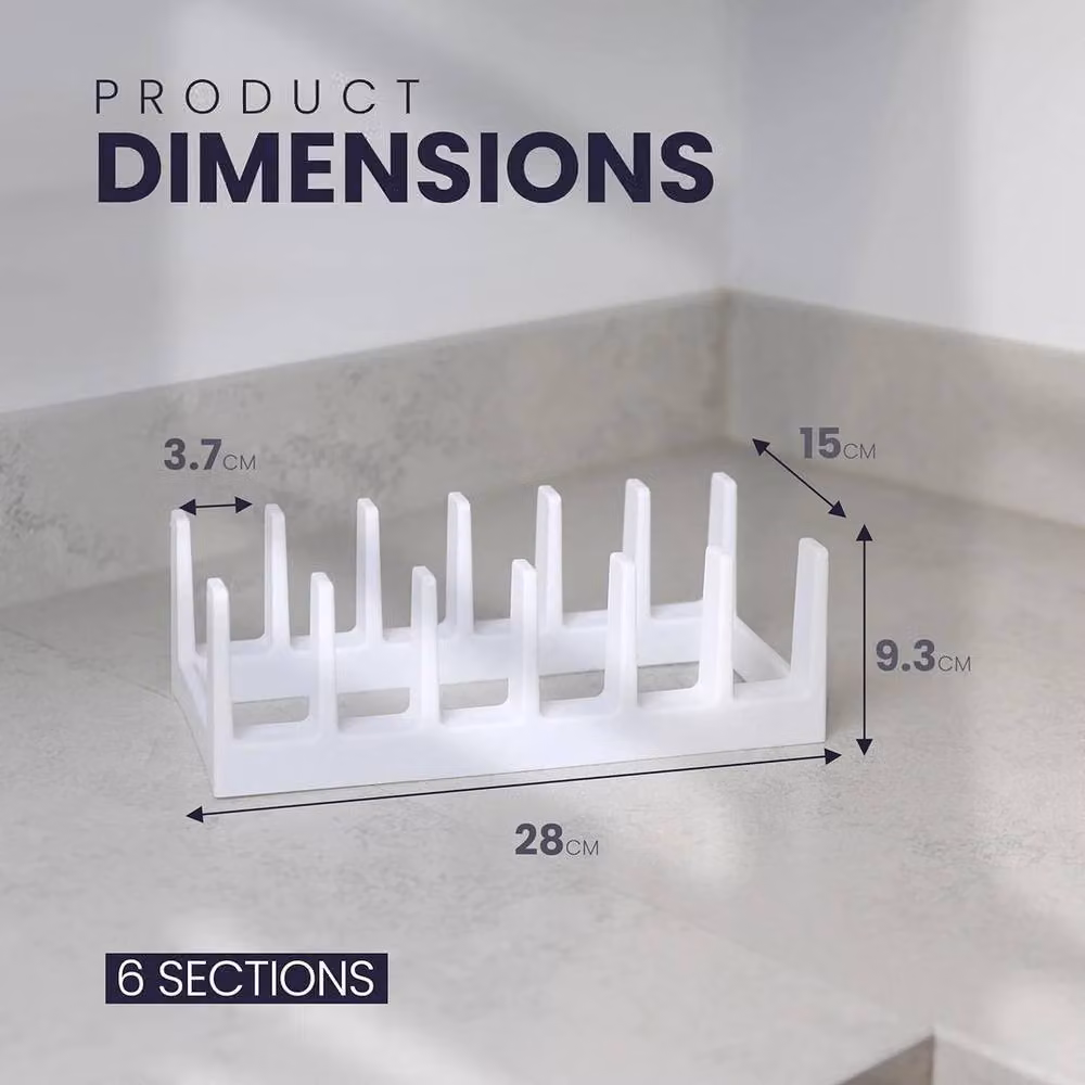 FLAVORA White 6 Section Plastic Pan Organiser Rack Cupboard Storage W/D/H: 100 x 15 x 15 cm – 3