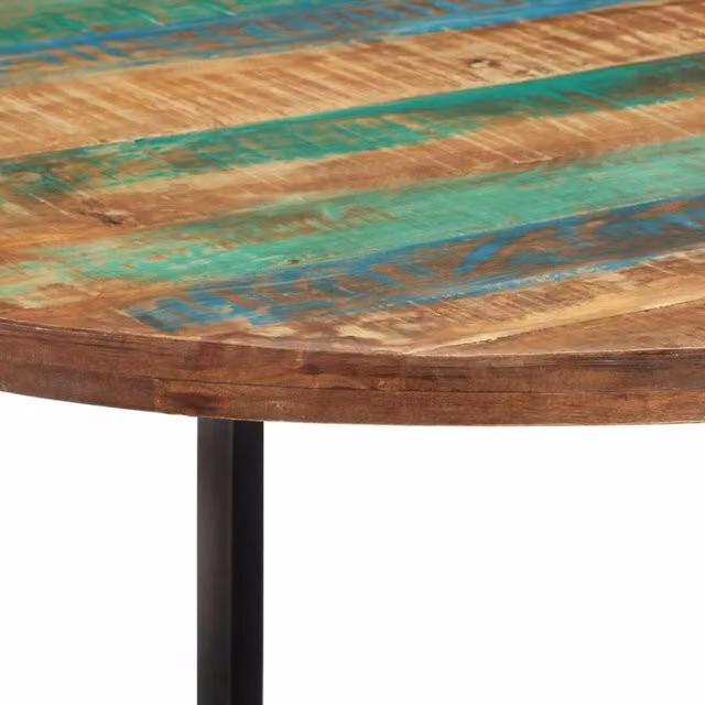 Berkfield Home Green Solid Wood Reclaimed Dining Table, W: 110 cm, D: 75 cm, H: 75 cm