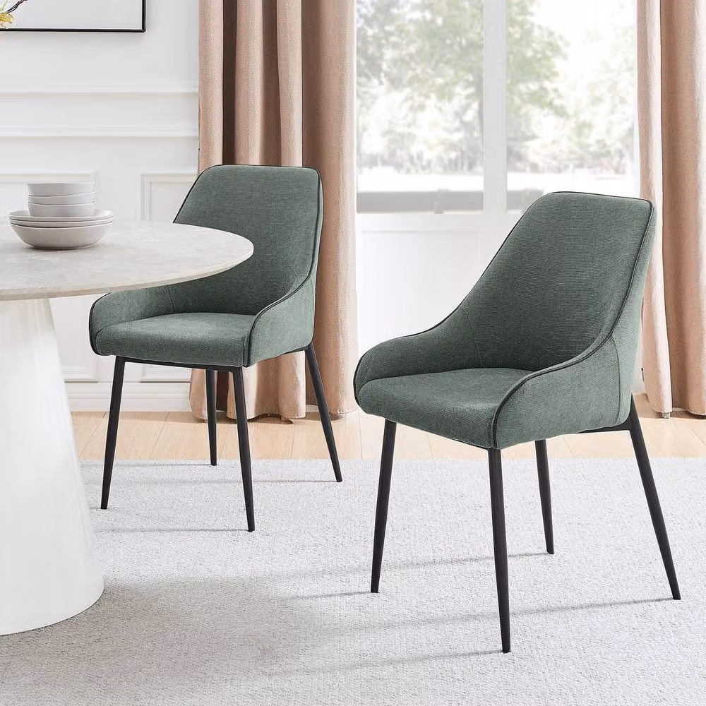 FurnitureboxUK Lulworth Walnut Effect Wood Dining Table and 4 Green Beaumont Chairs in Brown – 3