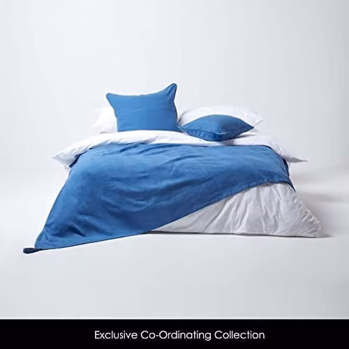 Homescapes Rajput Ribbed Cotton Cushion Cover, Blue, W/D/H: 45 x 45 x 45 cm – 3
