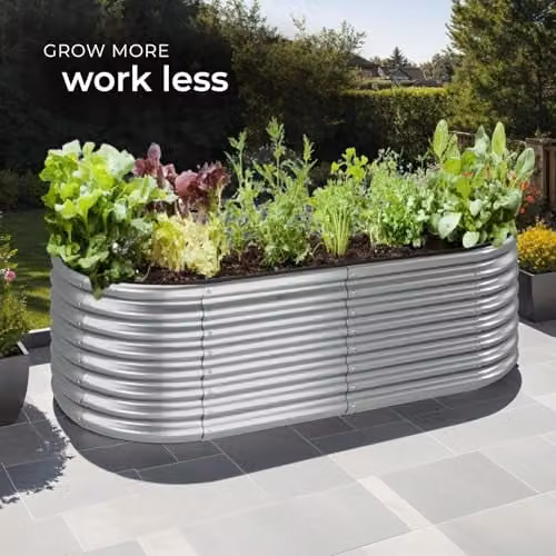 tectake Raised Garden Bed in Silver Galvanised Steel with 942L Capacity, W/D/H: 200 x 60 x 100 cm – 7