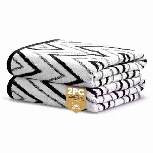 Rapport Home Helix Bath Sheets 2 Pack in Black, 500GSM 100% Cotton, W: 90 cm, H: 140 cm