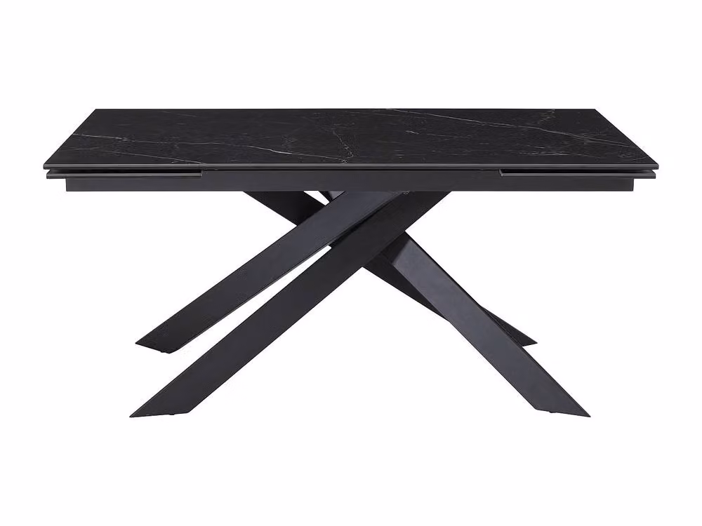 Vente-unique Black Ceramic and Tempered Glass Extendable Dining Table, 6-10 Seater, W/D/H: 220 x 90 x 76 cm – 2