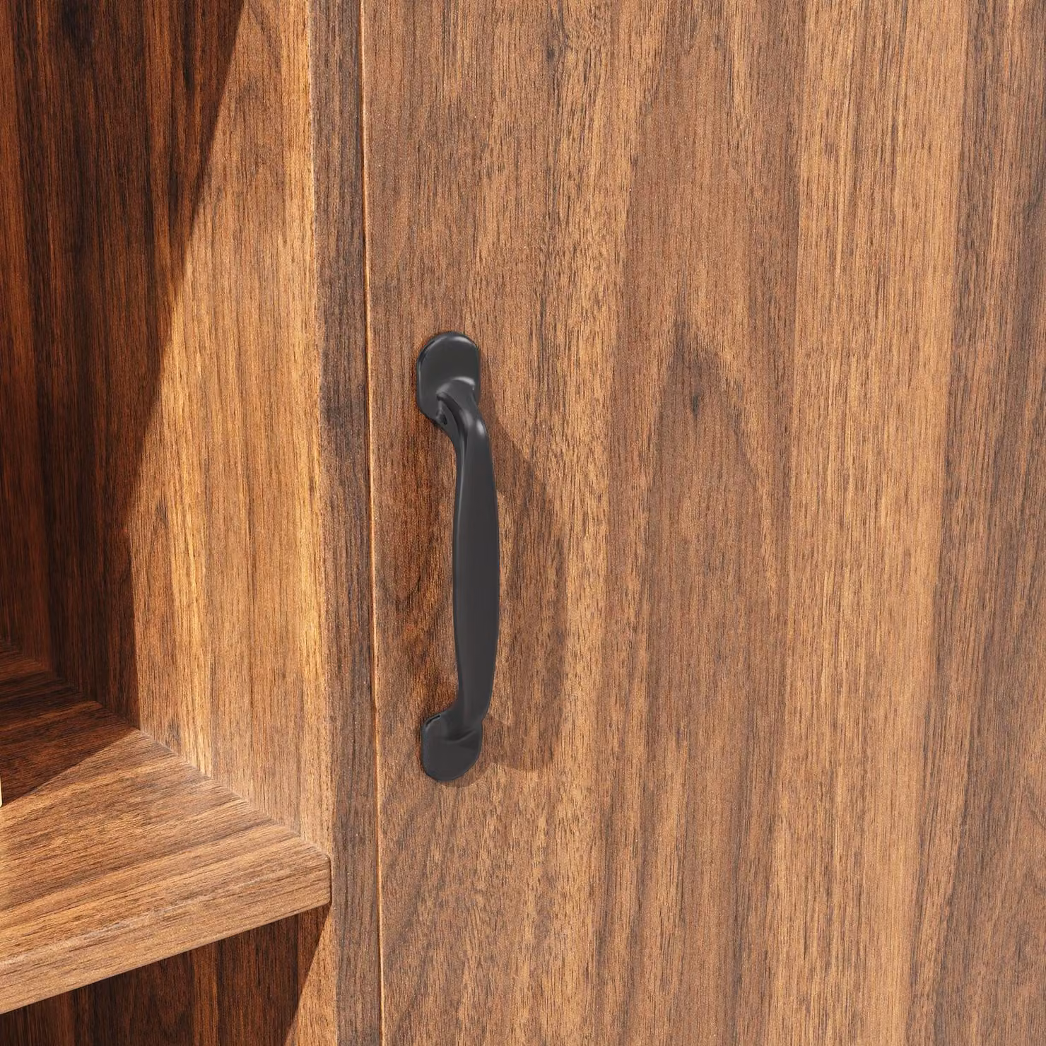 Aosom UK Walnut Brown Tall Cabinet with Silent Sliding Toughened Glass Doors and LED Lighting, W: 40 cm, D: 140 cm, H: 185 cm – 7