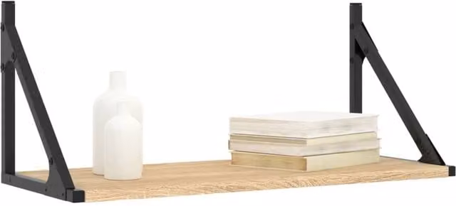 Berkfield Home Beautiful Wall Shelves, 2 Piece Set in Sonoma Oak, W/D/H: 60 x 25 x 25.5 cm