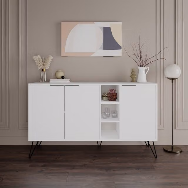 Decortie Clara Console Sideboard Display Unit in White