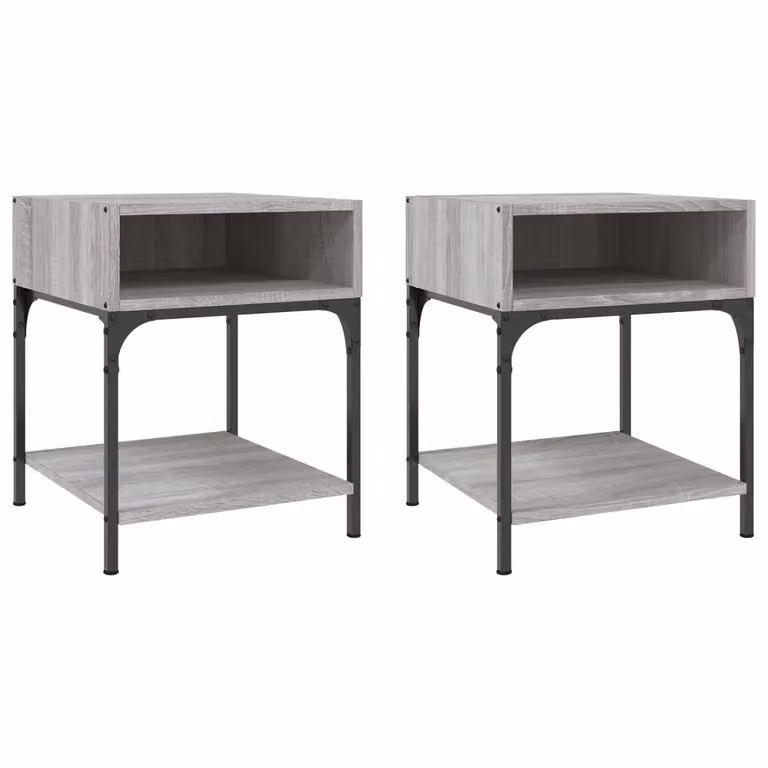 Berkfield Home Set of 2 Grey Sonoma Bedside Tables, W/D/H: 40 x 41 x 50 cm