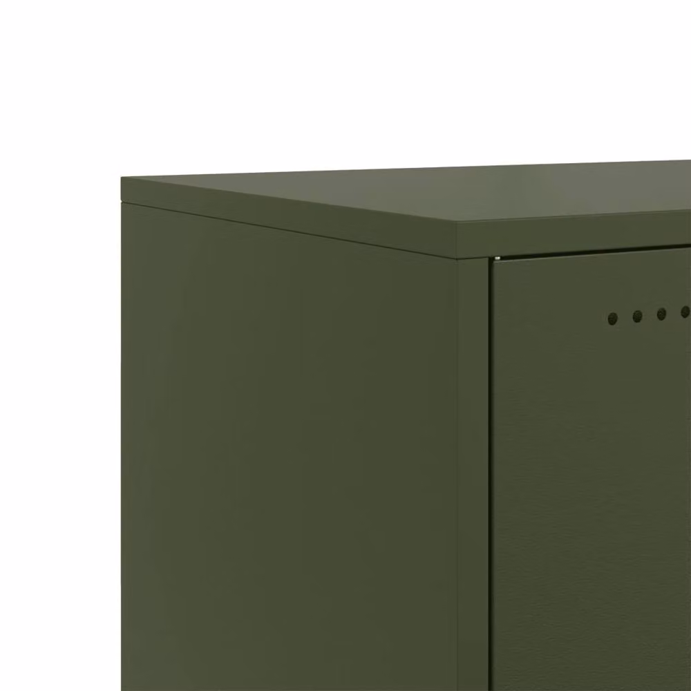 Berkfield Home Industrial Metal TV Cabinet in Green with Hinged Doors and Internal Shelves, W/D/H: 100.5 x 39 x 43.5 cm – 6