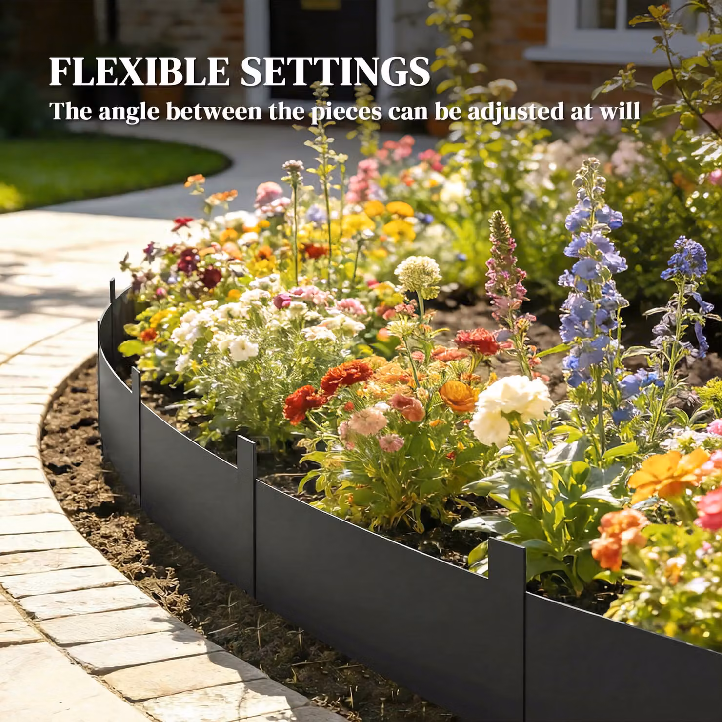 Outsunny 5-Piece Metal Picket Garden Fence Panels, Black, H x W: 115 x 20 cm – 5