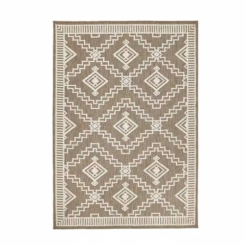 Giza Carpet Origins Atlas Diamond Boho Rectangular Rug in Brown and Beige, W: 200 cm, D: 290 cm