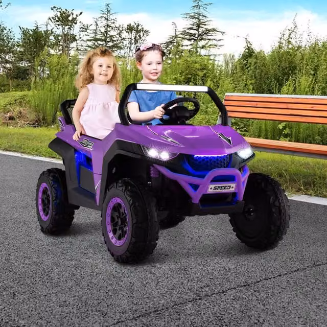 Costway 2-Seater Kids Electric Ride on UTV with Remote Control and Light and Sound Effects, Purple