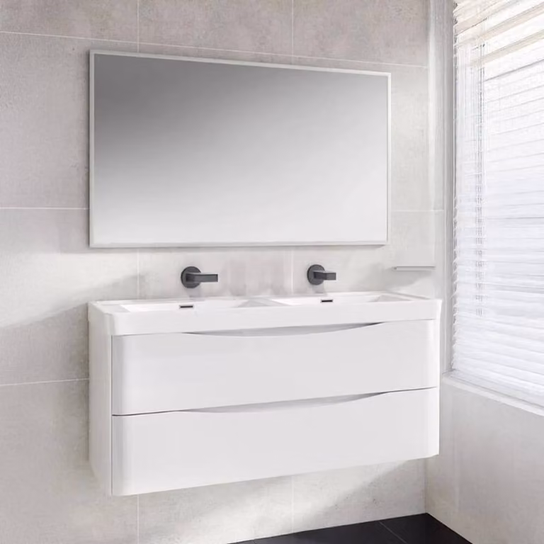 PAWNORA Modern Rectangular Wall Vanity Bathroom Mirror in Silver, W: 80 cm, H: 70 cm