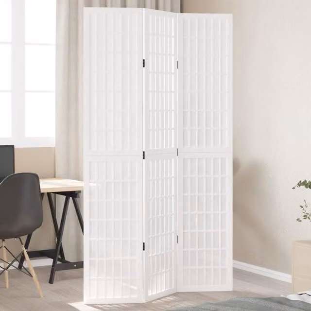 Berkfield Home 3-Panel Room Divider in White Solid Paulownia Wood