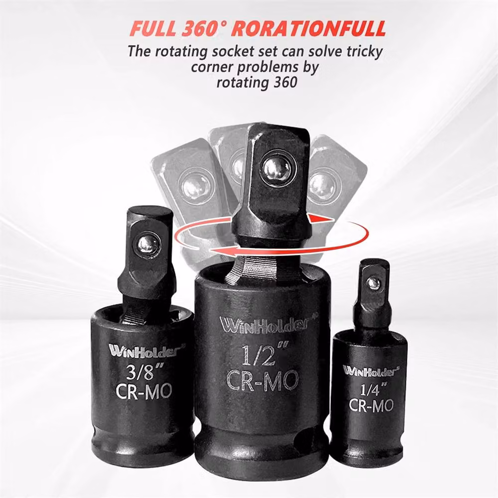 Nordara 10pc Impact Socket Adaptor Set with Universal Joint in Black Steel – 5