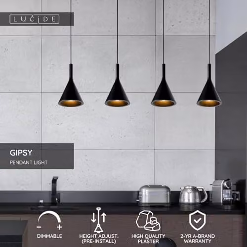 Lucide Gipsy Dimmable Adjustable Modern Bar Pendant Light, Black – 2