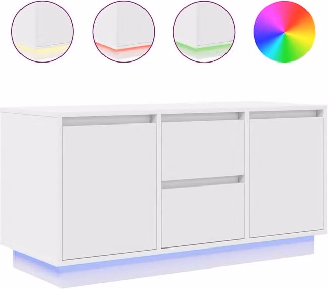 Berkfield Home Modern White TV Cabinet with LED Lights W/D/H: 100 x 41 x 50 cm
