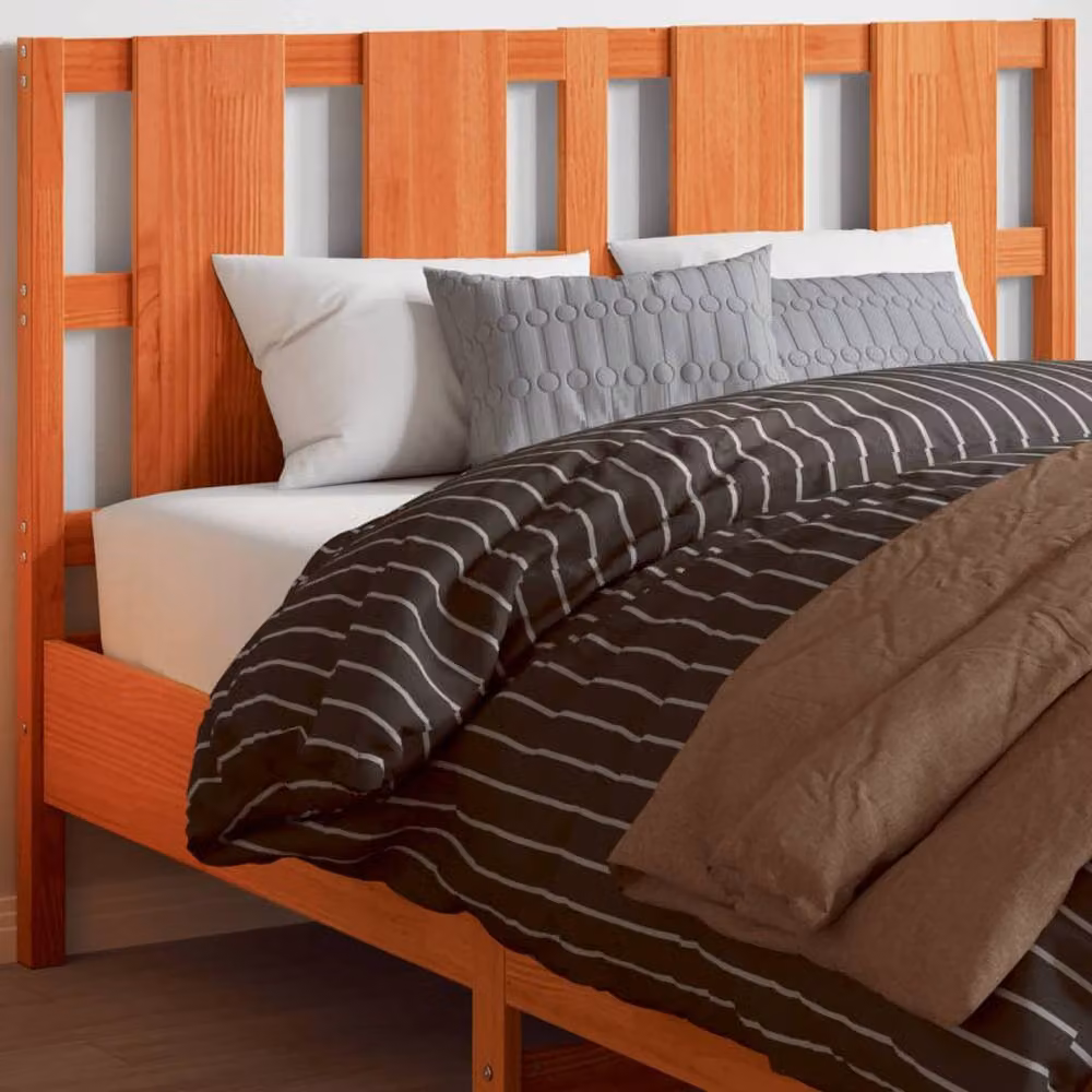 Berkfield Home Rustic Solid Wood Pine Headboard in Waxed Brown, Width: 135 cm – 2