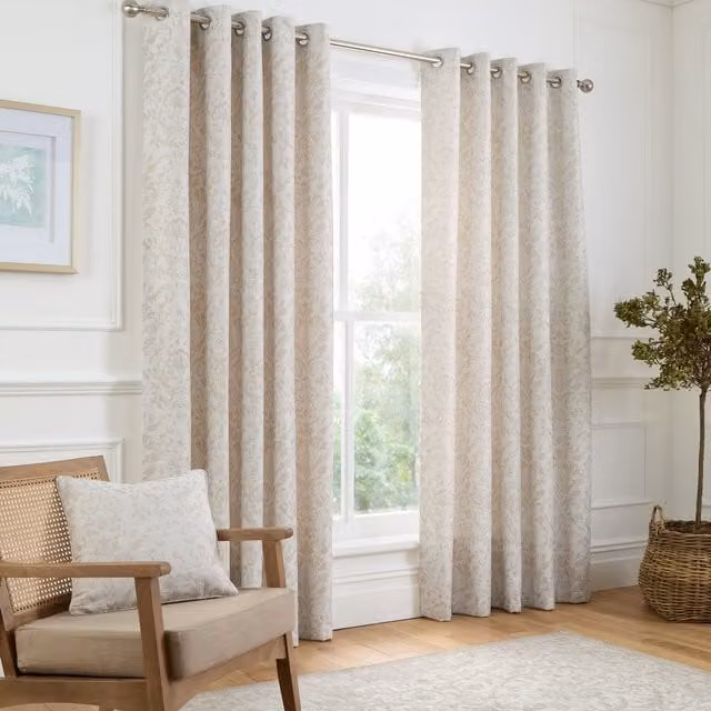 Marple Thermal Ready Made Eyelet Curtains in Beige