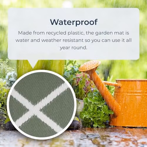 idooka Waterproof Outdoor Rug in Green Diamonds, W/D/H: 180 x 90 x 0.8 cm – 3