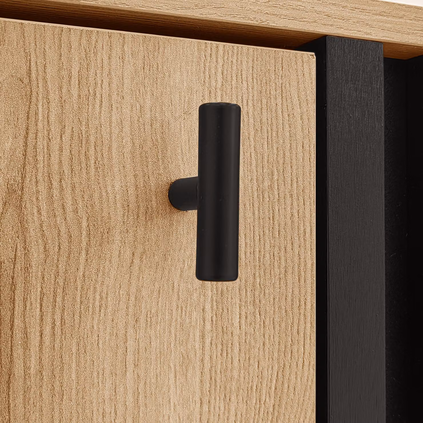 Aosom UK Modern Sideboard Storage Cabinet with Glass-Front Door and Integrated Lighting, Black and Brown, W: 140 cm, D: 41 cm, H: 78.5 cm – 5