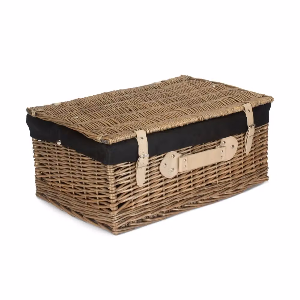 Red Hamper Antique Wash Wood Hamper with Black Lining in Brown – 2