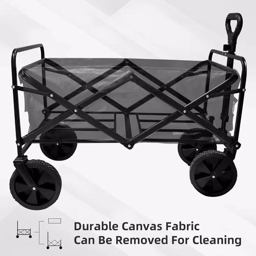 Dragodirect Foldable Wagon Cart with Adjustable Handle in Black – 9