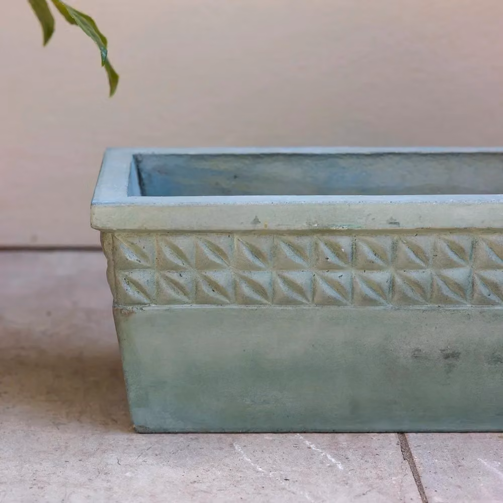 Primrose Capri Concrete Trough Outdoor Planter in Green, 50cm – 3