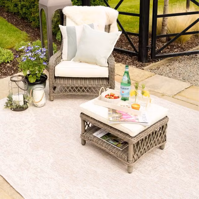 The Rug House Galega Traditional Outdoor Rug, Beige and Yellow, W: 290 cm