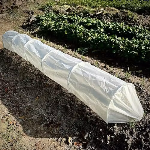 Garden Gear Fleece Greenhouse Grow Tunnel 3m Plant Protection Cover with Galvanised Steel Hoops and Drawstring Ends in White – 3