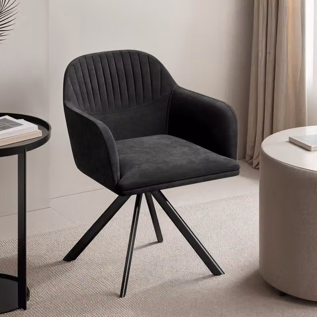 Tectake Lona Upholstered Rotatable High Backrest Armchair in Black