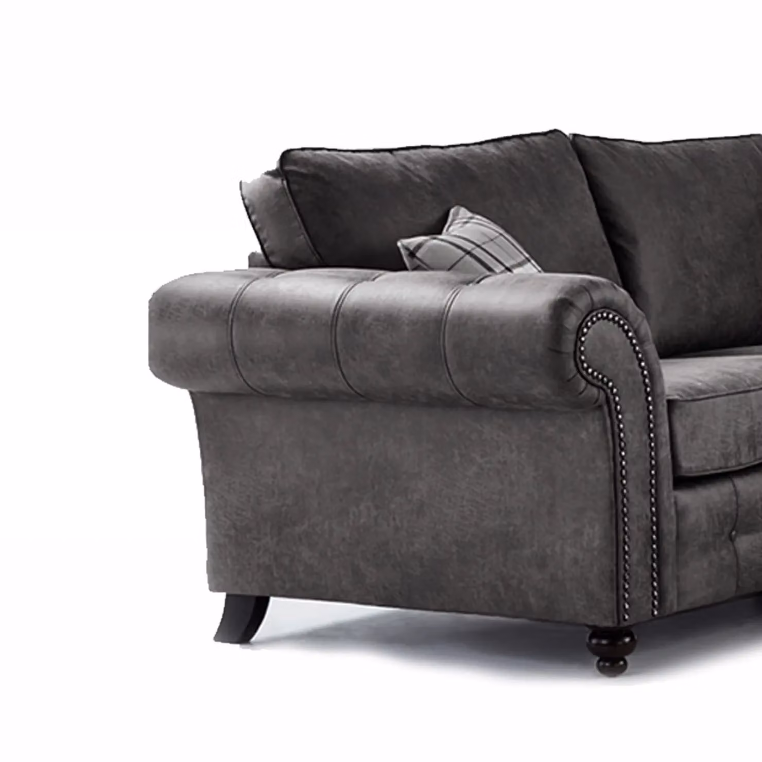 Furnishings For Less UK Oakland Charcoal Chesterfield 5 Seater L Shape Large Corner Sofa in Synthetic Leather – 1