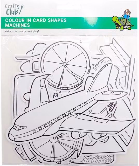 Crafty Club Pack of 12 White Paper Machine Shaped Cards for Children