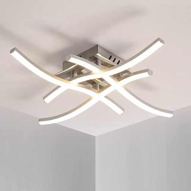 COMELY 24W Modern Curved LED Ceiling Light in Silver with 4000K Neutral White Light