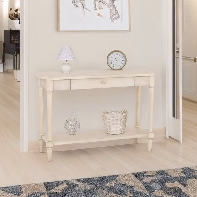 Seconique Chantilly Rectangular Console Table in Antique Cream