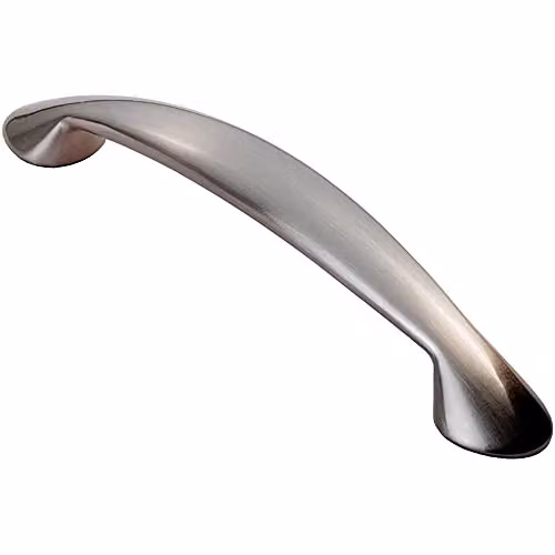 Loops Flared Cabinet Pull Handle in Satin Nickel, 165.5 x 23 mm with 128 mm Fixing Centres