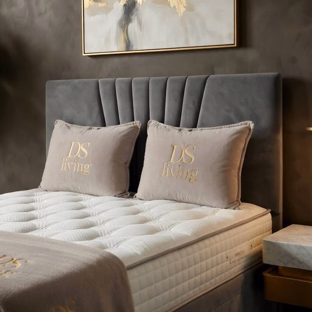 DS Living Vesper Grey Velvet Upholstered Ottoman Bed, W/D: 180 x 200 cm – 2