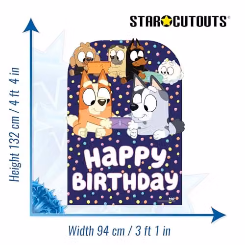 Star Cutouts SC4571 Bluey & Friends Happy Birthday Backdrop, Multicolour Party Decor, Width: 132 cm – 3