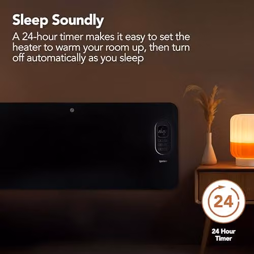 Igenix IG9520BLWIFI Smart Electric Panel Heater, 2000W, Black, with WiFi, App Control, Remote Control and 24hr Timer – 8