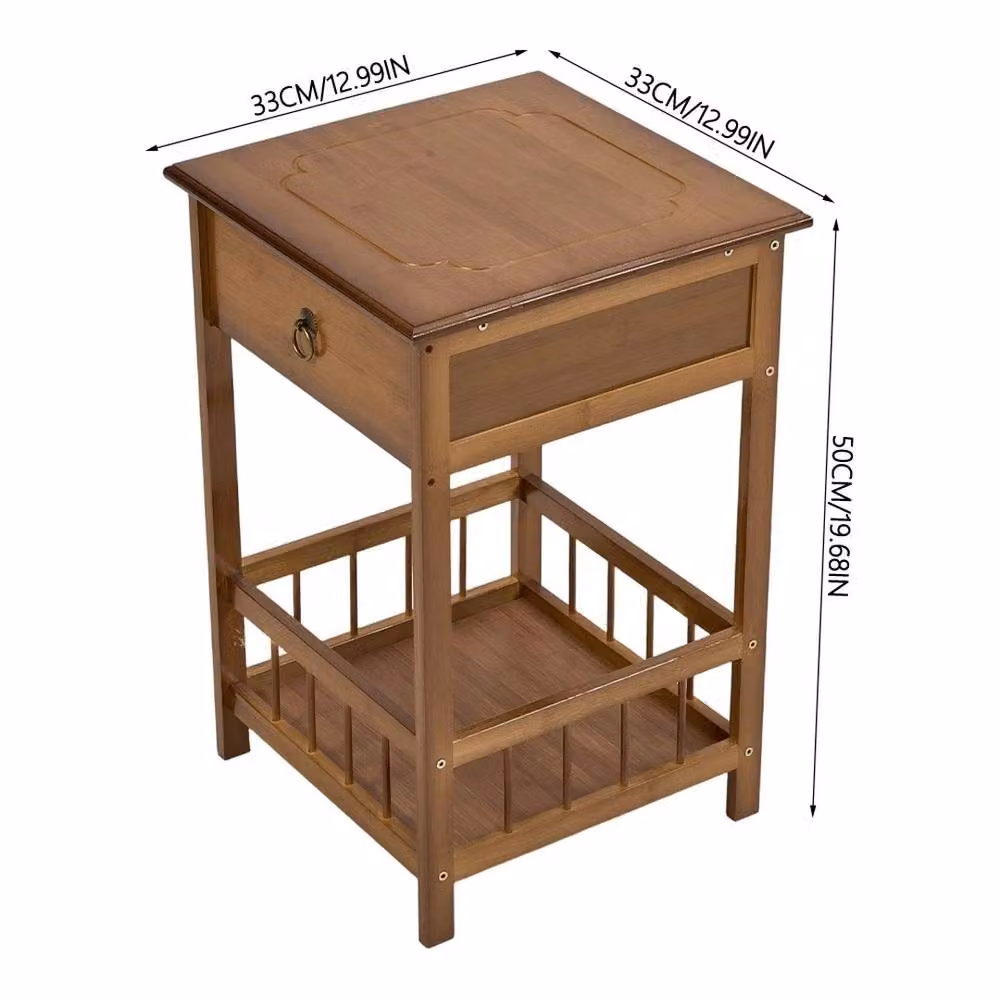 SPETLEK 2-Tier Bamboo Bedside Table in Brown – 4