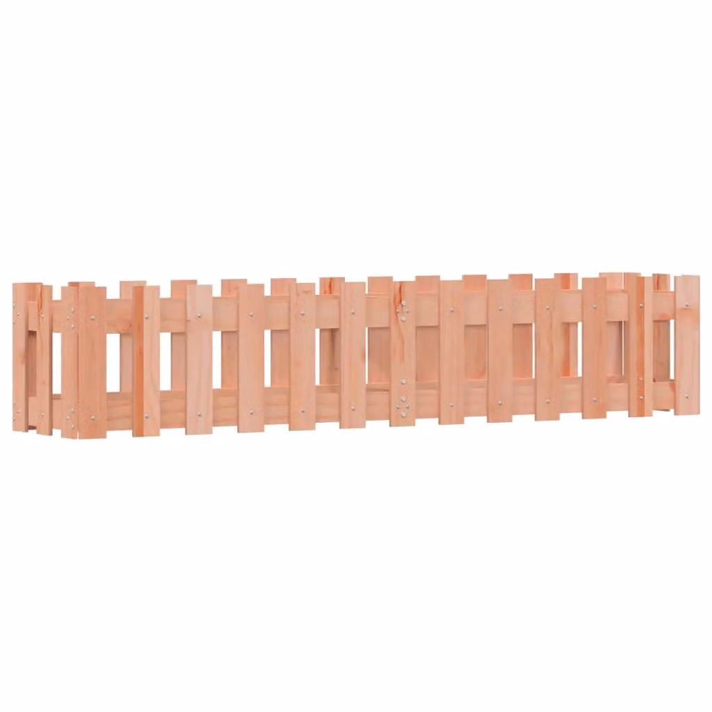 Berkfield Home Garden Raised Bed with Fence Design in Brown Solid Wood, W: 150 cm, D: 30 cm, H: 30 cm – 2