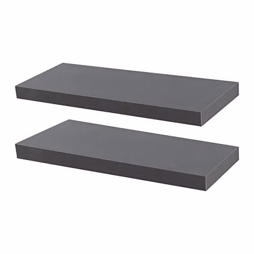 Harbour Housewares Modern Floating Wall Shelves, Pack of 2, Grey, W: 60 cm – 1